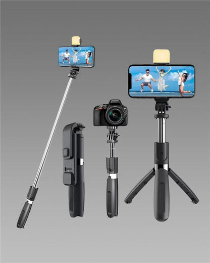 Extendable Flash 3-in-1 Selfie Stick Tripod with Bluetooth Remote